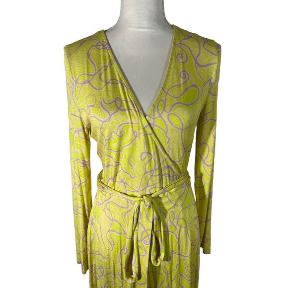 Rhode Maxine Wrap Dress Pastel Abstract Squiggle V-Neck Jersey Size Small NEW! - Picture 8 of 12